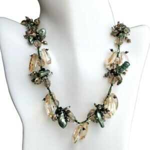 Keshi pearl and Swarovski crystal necklace